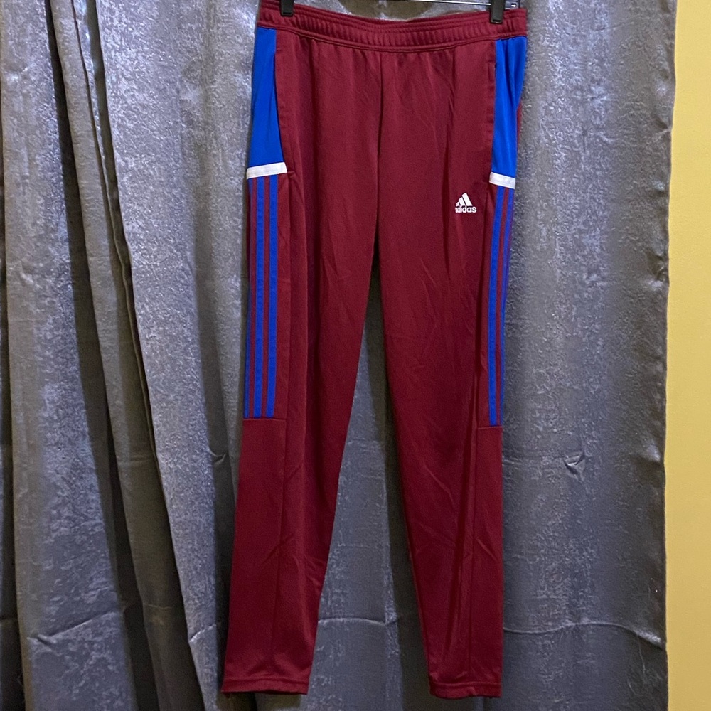 Custom Adidas AEROREADY Joggers, Blue- Burgundy Red-White
